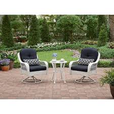 Outdoor Round Woven Bistro Pool Patio Furniture 3 Piece Garden Set White Classic White