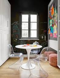 Contemporary Playroom Features An Ikea Docksta Table Lined With Clear Acrylic Vitra Panton Chairs Place Family Room Design Dallas Kitchen Classic White Kitchen