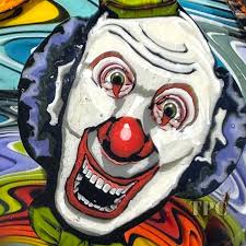 Stephen Boehme 2023 Glass Art Marble Figural Murrine Clown & Rainbow S