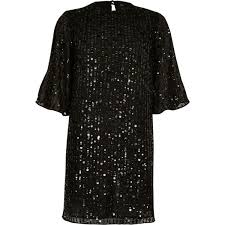 Black Sequin Swing Dress