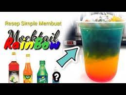 Membuat Mocktail Rainbow Dengan Sirup Marjan Booble Home Youtube Moktail Pepsi Minuman