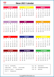 You just select the required calendar from below and then download or print directly. Oman Holidays 2021 2021 Calendar With Oman Holidays
