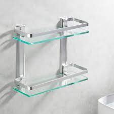 Keep your bathroom well organized and comfortable with our selection of bathroom cabinets and storage products. Amazon Brand Umi Glass Bathroom Shelf Tempered Glasses Shelves Accessories Set 2 Tier Rack Rail Aluminum Silver Sand Sprayed Wall Mounted A4126b Amazon Co Uk Diy Tools