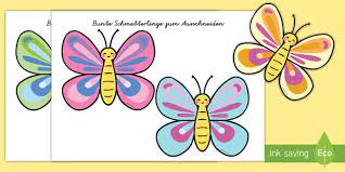 Freebie bei uns im blog! Bunte Schmetterlinge Zum Ausschneiden Teacher Made