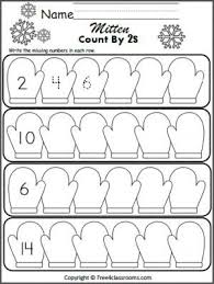 Mittens Counting By 2s Worksheet Kindergarten Winter Kindergarten Kindergarten Worksheets