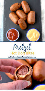 But these easy pretzel hot dogs need nothing but a dip, if even that. German Pretzel Outside Delicious Hot Dog Inside These Pretzel Hot Dog Bites Are Surprisingly Easy To Make You Can Homemade Pretzels Pretzel Dogs Recipe Food