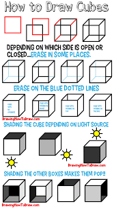 How To Draw A Cube Shading Drawing Cubes And Boxes From Different Angles How To Draw Step By Step Drawing Tutorials Shading Drawing Drawing For Beginners Geometric Drawing