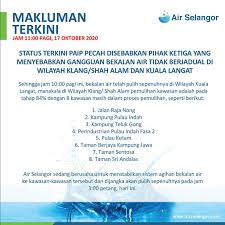 Gangguan bekalan air di klang, kuala langat. Air Selangor Status Terkini Gangguan Bekalan Air Facebook