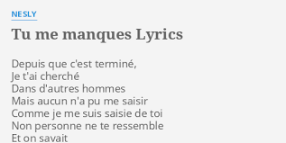 Mohamed ramadan محمد رمضان] [intro : Tu Me Manques Lyrics By Nesly Depuis Que C Est Termine