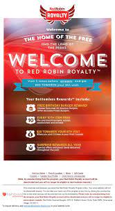 Rewards Program Welcome Email From Red Robin Emaildesign Rewardsprogram Redrobin Email Marketing Template Loyalty Marketing Email Design
