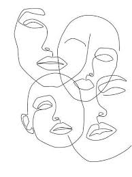 Black And White Face Drawing Outline Pin On Design