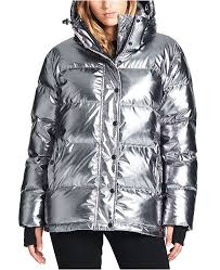 Oversized Metallic Hooded Down Puffer Coat