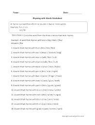 Rhyming Worksheets Rhyming With Words Worksheet Rhyming Words Rhyming Words Worksheets Words
