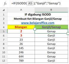 Menentukan Bilangan Ganjil Genap Rumus Excel Belajar Office