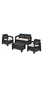 Keter curver bahamas set to kolejna propozycja z bardzo popularnej serii bahamas. Keter Corfu Outdoor 5 Seater Rattan Sofa Furniture Set With Accent Table Graphite With Cream Amazon Co Uk Garden Outdoors