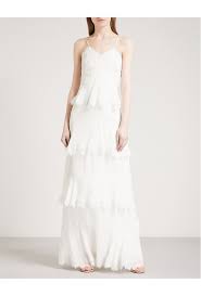 Whistles Isla Tiered Lace Trimmed Silk Crepe De Chine Wedding Dress Dresses Wedding Dresses Silk Crepe