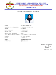 Contoh biodata penulis dan motto dalam skripsi bagi yang sudah berpengalaman menulis riwayat hidup pada skripsi sudah dianggap mudah manun bagi yang jarang melakukan hal. Format Biodata Peserta Lomba Cipta Puisi