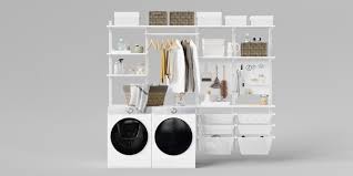 The algot wall upright shelve from ikea is a very versatile and budget friendly shelving system. Laundry Room Ikea Algot 13 Laundry Room With Washing Machine Clothes Detergents And Storage Boxes Blender Market