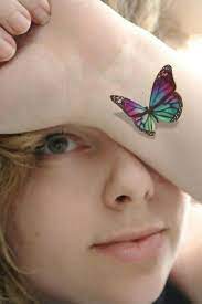3d Butterfly Tattoo Green Blue Pink Butterfly Wrist Tattoo 3d Butterfly Tattoo Butterfly Tattoo