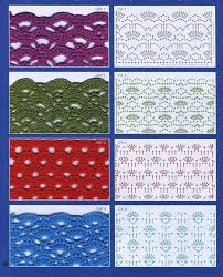 Lana (en colores violeta, azul obscuro, azul celeste, blanco, amarillo). Lindos Puntos Patrones De Puntos Patrones Punto Ganchillo Patrones Crochet Gratis