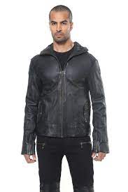 Jan Hilmer Leather Elk Hoody Washed Leather Jacket Leather Hoodie Leather Jacket