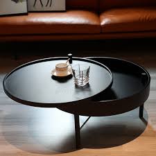 4 drawer wooden round coffee table. Modern Chic Round Wood Storage Coffee Table Black Natural Rotating Accent Table Accent Black Chic C In 2020 Coffee Table Coffee Table Wood Round Wood Coffee Table
