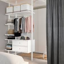 Elvarli 2 Section Shelving Unit White Width 53 1 8 Ikea In 2020 Tiny Bedroom Storage Shelving Unit Small Bedroom Storage
