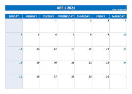 Free to download and print. April 2021 Calendar Calendar Best