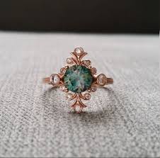 Teal Moissanite Diamond Victorian Bohemian Engagement Ring Etsy Art Deco Engagement Ring Bohemian Engagement Ring Deco Engagement Ring