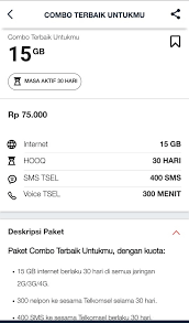 Paket Combo Telkomsel 15gb 300 Menit 400 Sms Rp 75000 Paket Internet