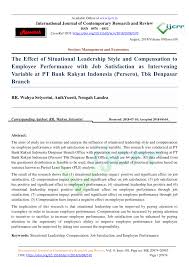 Rakbank is dynamic and assists you in molding your career without ever having to change the bank that you work for. Pdf The Effect Of Situational Leadership Style And Compensation To Employee Performance With Job Satisfaction As Intervening Variable At Pt Bank Rakyat Indonesia Persero Tbk Denpasar Branch