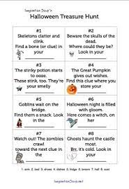 Simply choose some clues, put the first one aside (to give to the hunters) and hide the rest in any order. Free Printable Halloween Treasure Hunt