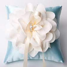 Wedding Blue Ring Bearer Pillow With Champagne Flower Ivory Etsy Ring Pillow Wedding Ring Bearer Wedding Wedding Ring Bearer Pillow