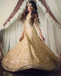 Indian Bridal Gold Lengha Sparkle Gown Indian Dresses Indian Gowns