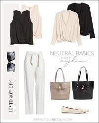 If your outfit has a color in it, your shoes can be any shade of that color. Neutral Basics Spring Work Outfits Neutral Outfit Work Outfit