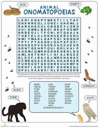 Animal Onomatopoeias Worksheet Education Com Language Arts Activities Middle School Onomatopoeia Activities Onomatopoeia Lessons