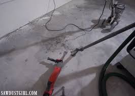 Removing tile from concrete floor. Removing Tile And Thinset From Concrete Sawdust Girl