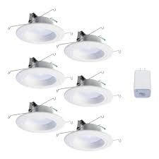 Halo recessed lights trimspa side. Halo 5 6in Tunable Cct Smart Integrated Led Recessed Retrofit Trim 6 Pack And Bluetooth Internet Access Bridge By Halo Home Rl56069hwb1ble40awh6pk The Home Depot