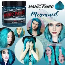 Apply to freshly washed & dried hair 2) empty desired amount into coloring bowl and apply evenly with a tint brush 3) do not apply to scalp, but 1/2 inch from the scalp. Mermaid Manic Panic Semi Permanent Turquoise Hair Dye Ilovetodye Shopee Philippines