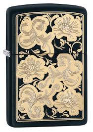 Antique zippo its elegant appearance speaks of tradition and age. Fancy Floral Black Matte Lighter Zippo Usa