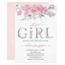 Cute Blush Pink Floral Baby Shower Invitation Zazzle Com Floral Baby Shower Invitations Floral Baby Shower Pink Baby Shower Invitations