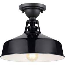 The line side of the meter would not be permitted inside the wall of the building. Progress Lighting Perry Court 1 Light Gloss Black Outdoor Semi Flush Mount P550073 031 The Home Depot Outdoor Ceiling Lights Progress Lighting Outdoor Flush Mount Lights