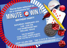 You can even use a free design website like canva.com to cut back on the cost even more. Paper Perfection Free Minute To Win It Birthday Party Invitation