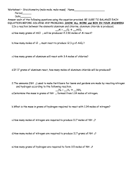 When two ratios are set equal, this is called a proportion and the whole technique (creating two ratios, setting them equal) is called. Worksheet Stoichiometry Mole Mole Mole Mass Printable Pdf Download