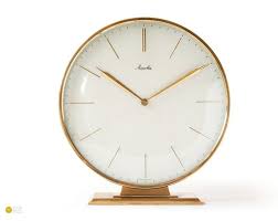 Mauthe Art Deco Desk Clock Bauhaus Mid Century Modern Table Etsy Vintage Clock Clock Brass Frame