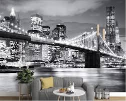 ● el grueso del producto es 5mm. Beibehang Papel Tapiz 3d Para Pared Adhesivo De Pared Puente De Nueva York Ciudad Paisaje Blanco Y Negro Mural De Fondo Papeles Pintados Aliexpress