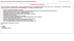 Prices paid and comments from costhelper's team of professional journalists and community of users. Design Engineer Experience Certificates