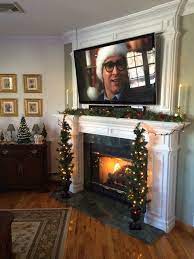 Decorate Around The Tv Christmas Fireplace Decor Christmas Mantle Decor Christmas Fireplace