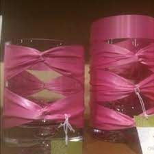 Centerpieces wedding decor 12 cylinder vases with silver rhinestone look mesh ribbon. Easy Way To Decorate A Glass Vase With Ribbon Glass Vase Decor Vases Decor Glass Vase