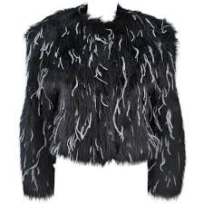 Black And White Polka Dot Fur Coat Preowned Krizia Black Faux Fur Jacket With White Ostrich Feathers Size 695 Liked On Polyvore Black Faux Fur Jacket White Faux Fur Jacket Black Faux Fur